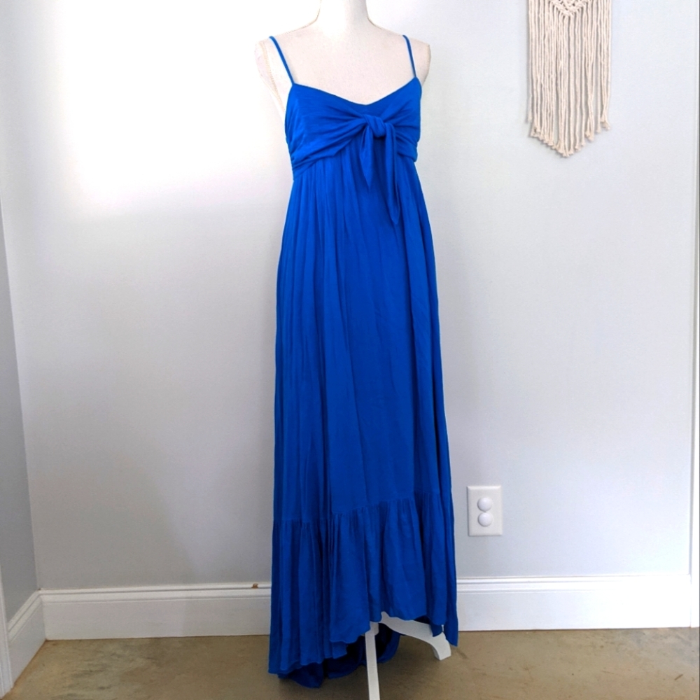 Free People Solid Blue High Low Maxi Dress